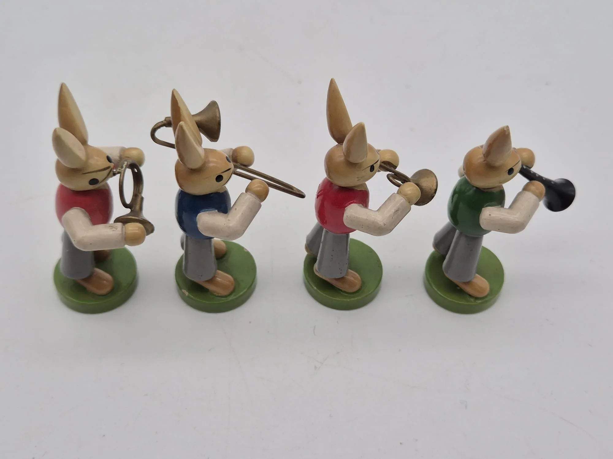 Erzgebirge Hasen Kapelle Musiker 4er Set Holzfiguren