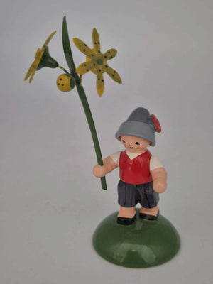 KWO Erzgebirge Holz Blumenjunge mit Blume