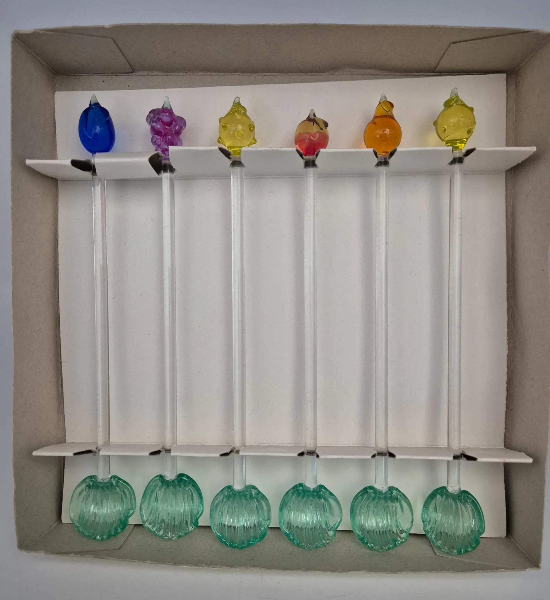 DDR Glaslöffel Set 6 Stück bunt – Originalverpackung