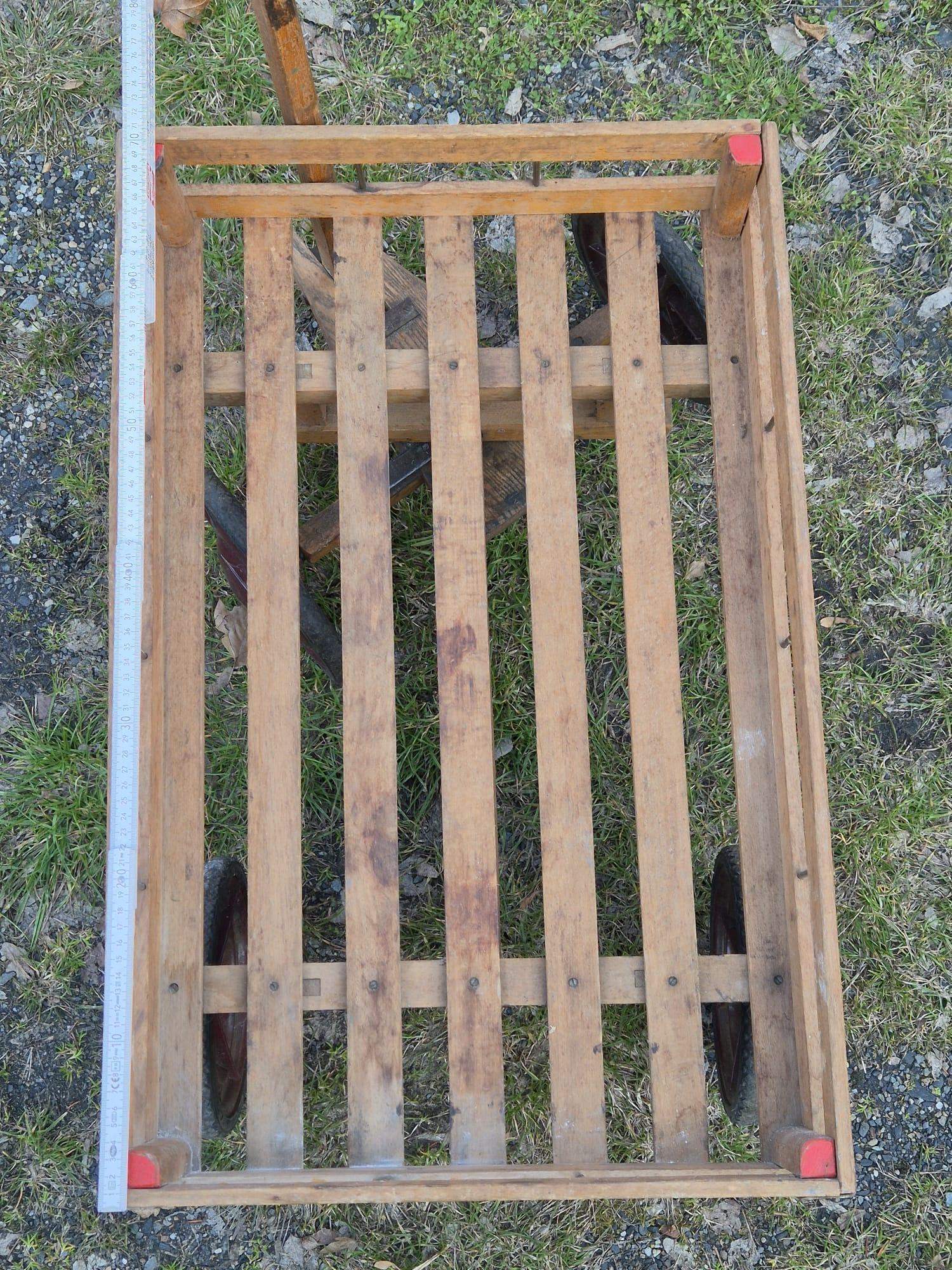 Bollerwagen Holz vintage Handwagen mit Metallrädern