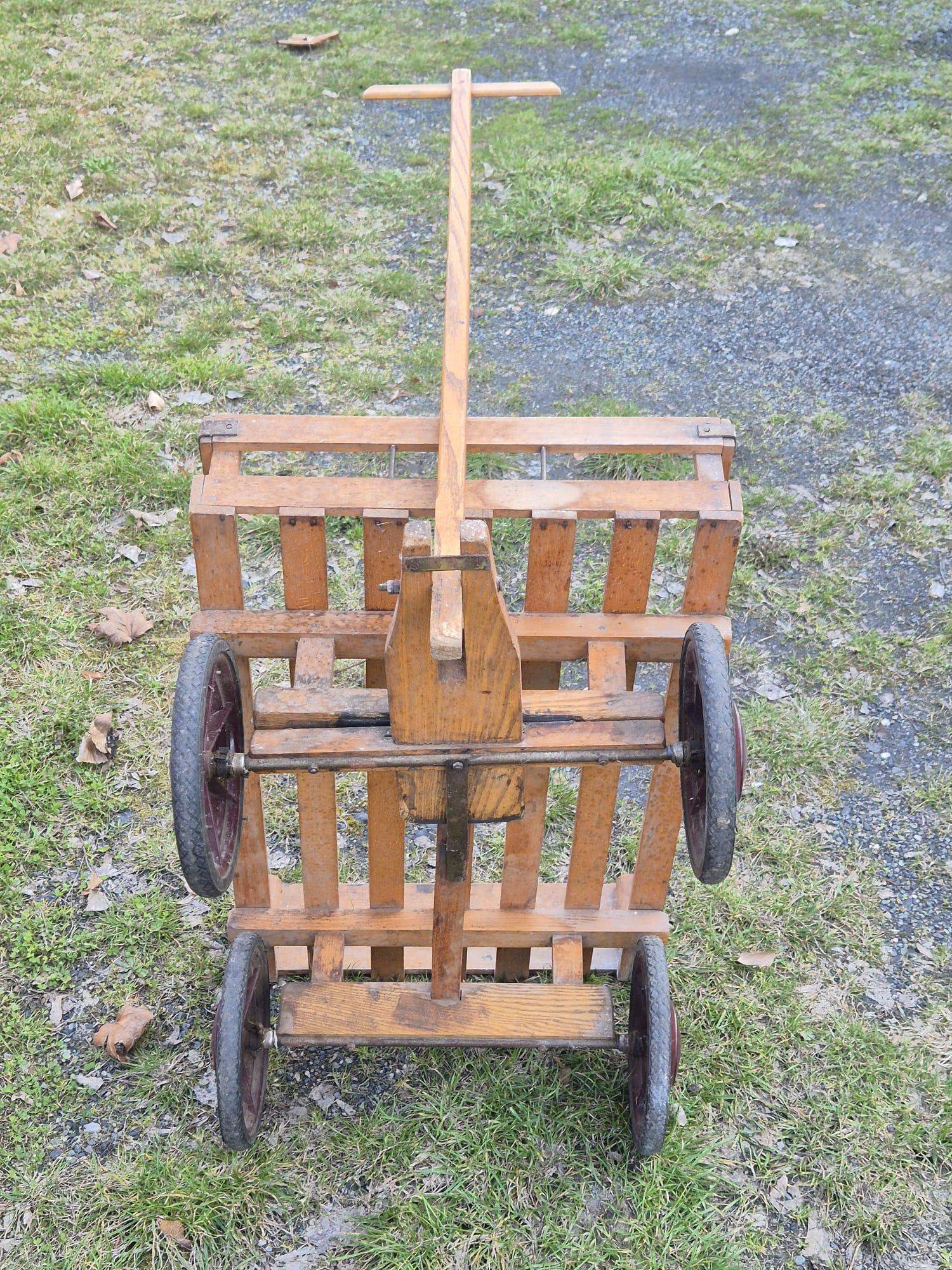Bollerwagen Holz vintage Handwagen mit Metallrädern