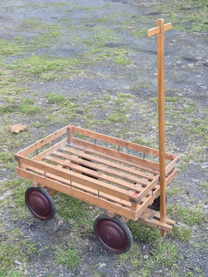 Bollerwagen Holz vintage Handwagen mit Metallrädern