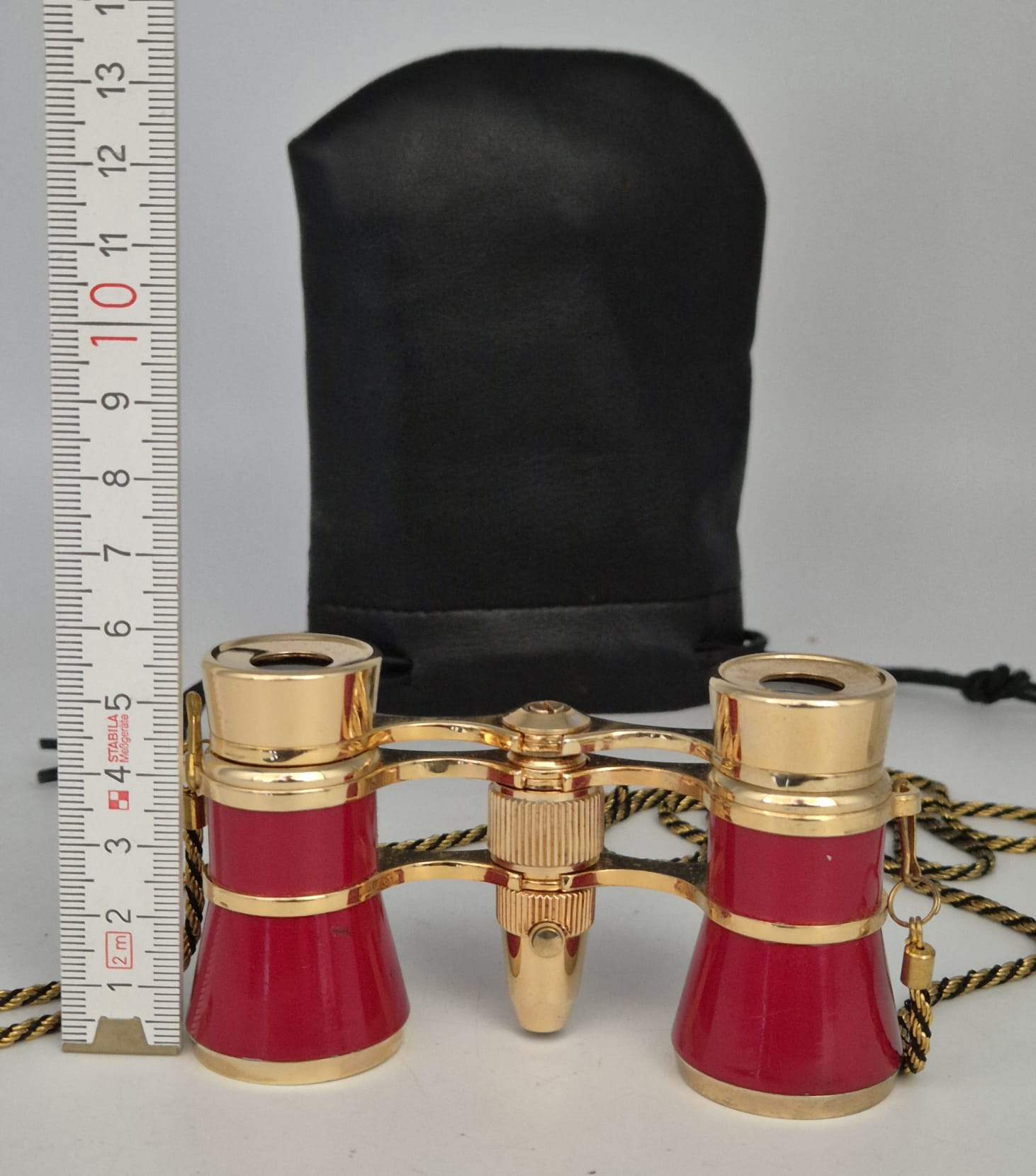 Opernglas Fernglas Theaterglas rot gold mit Beleuchtung und Tasche