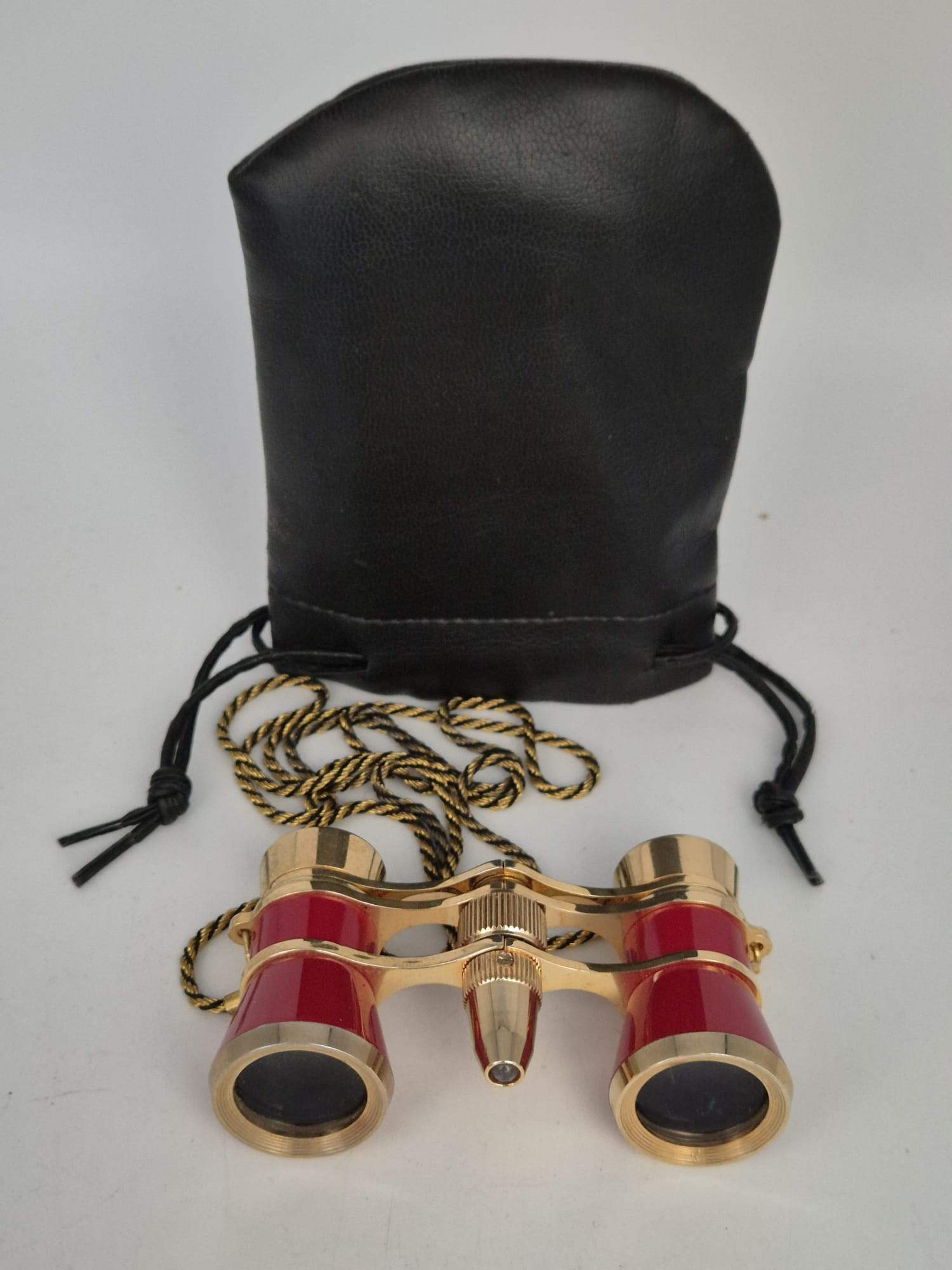 Opernglas Fernglas Theaterglas rot gold mit Beleuchtung und Tasche