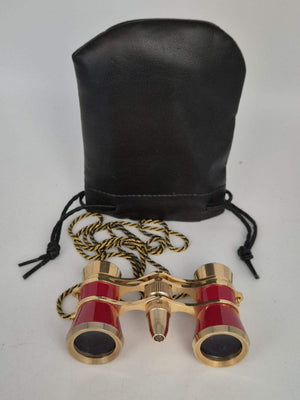 Opernglas Fernglas Theaterglas rot gold mit Beleuchtung und Tasche