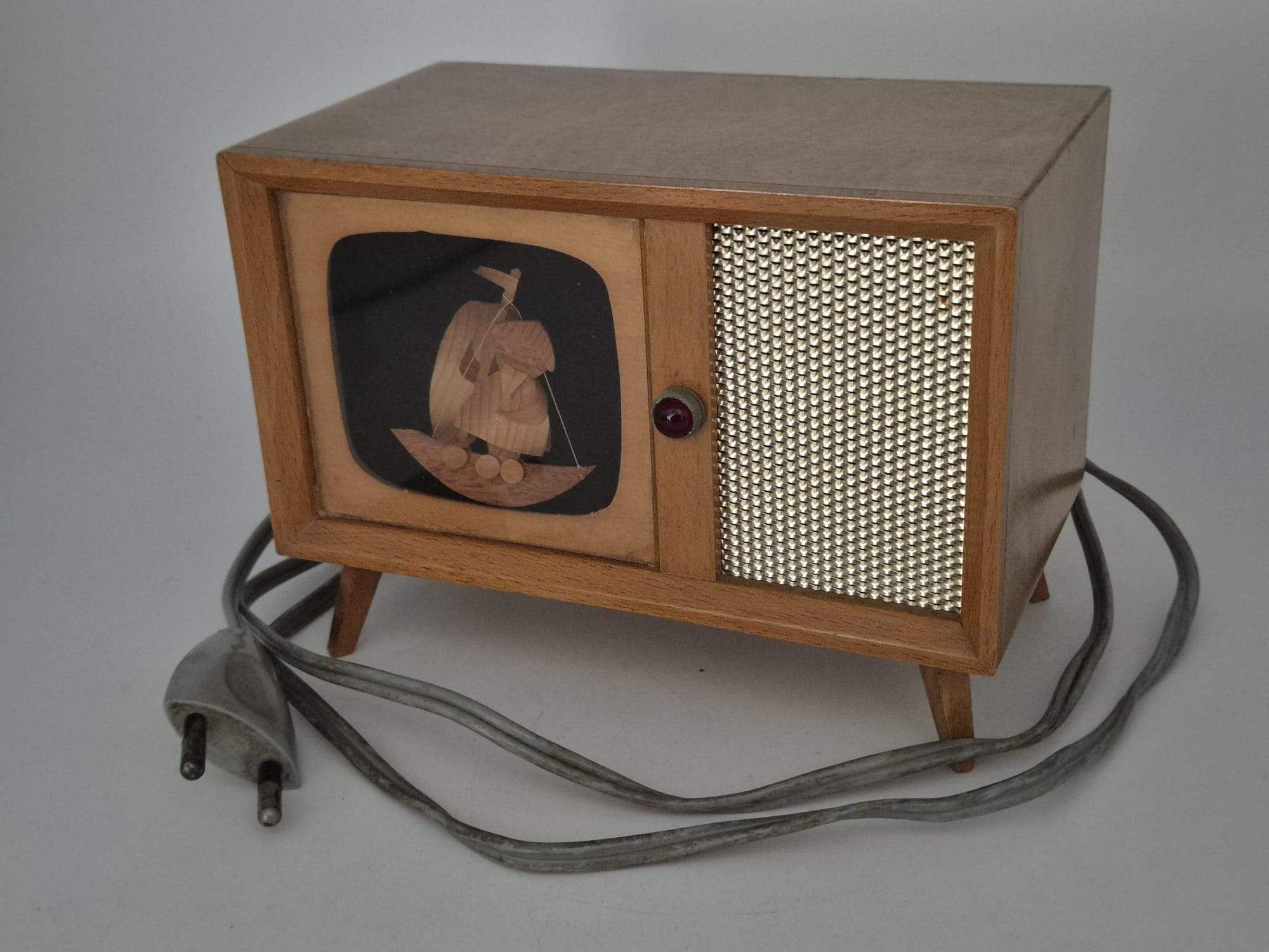 Vintage Musiktruhe / Spieluhr im TV-Design Holz