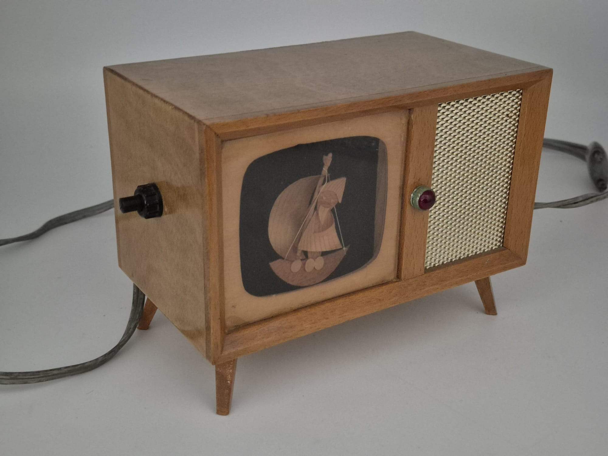 Vintage Musiktruhe / Spieluhr im TV-Design Holz