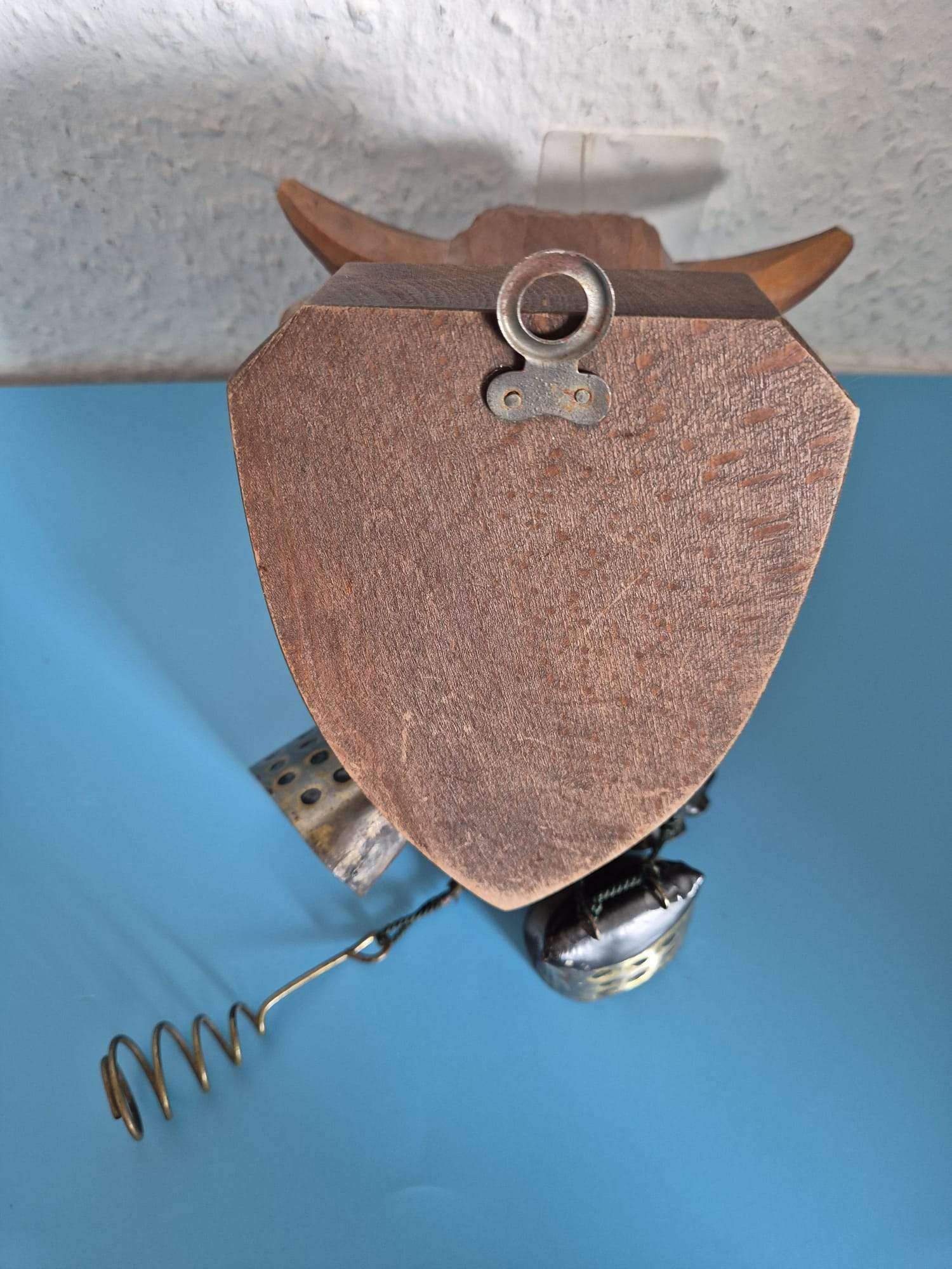 Holz Wandglocke Stierkopf/ Bullenkopf mit Metallglocken
