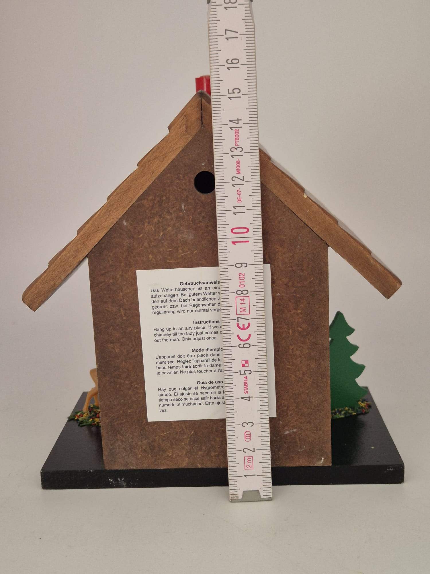 Wetterhäuschen / Wetterhaus mit Thermometer Holzfigur Deko