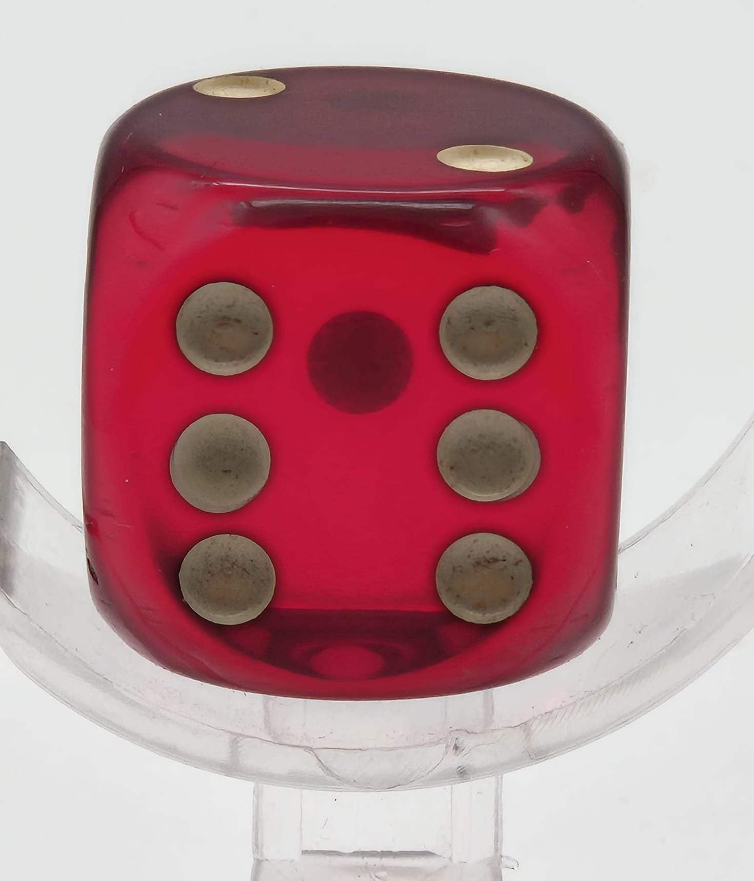 DDR Bakelit / Kunstharz Würfel rot transparent 22mm