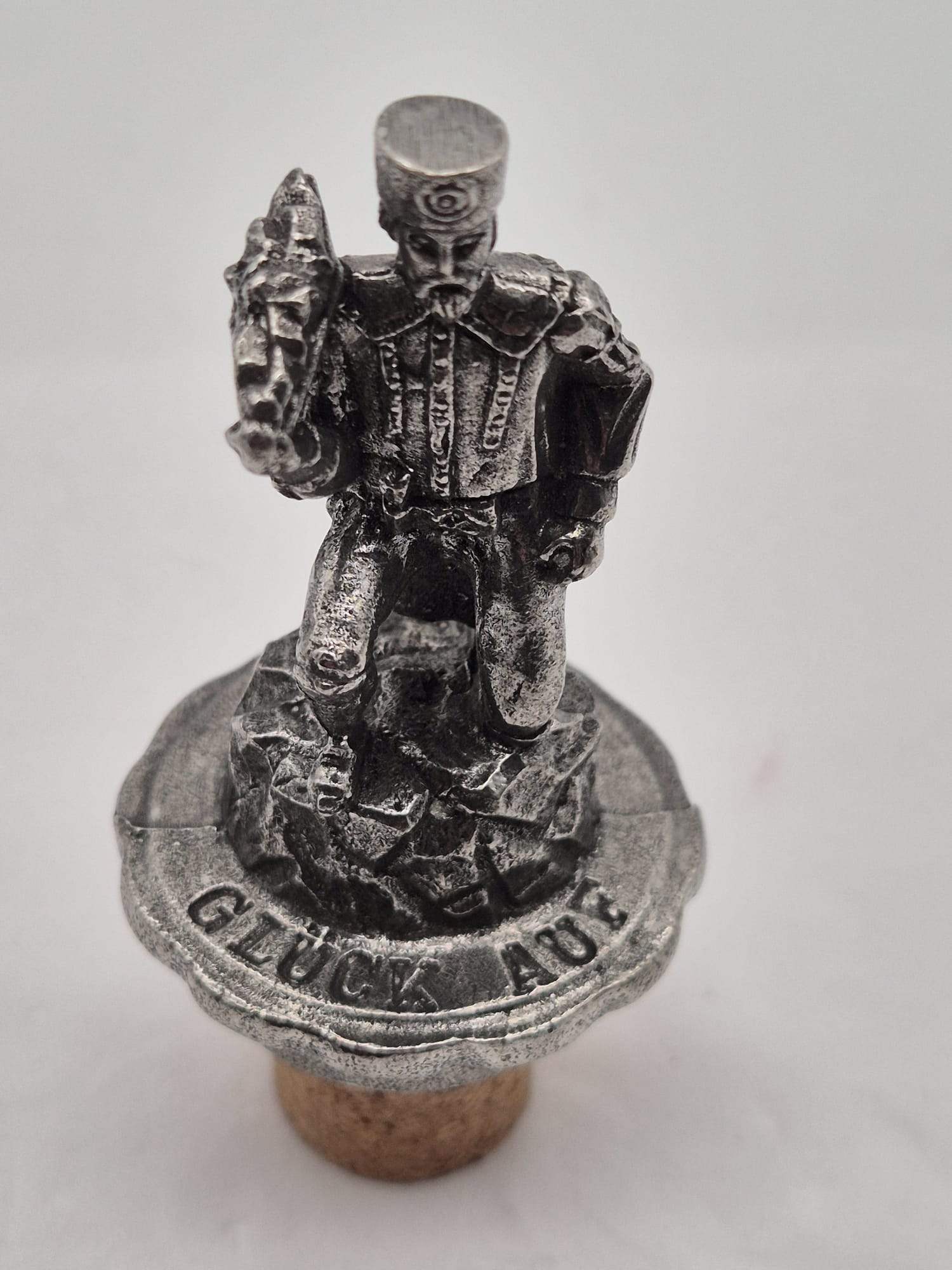 Vintage Flaschenkorken „Glück Auf“ Bergmann Zinnoptik