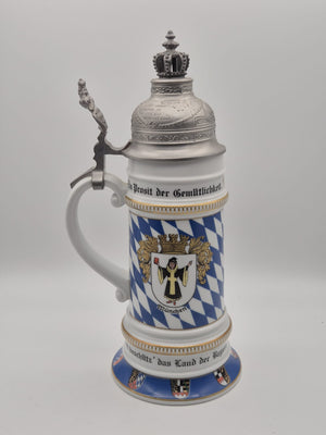 Kaiser Germany Bierkrug mit Zinndeckel und Lithophanie – München