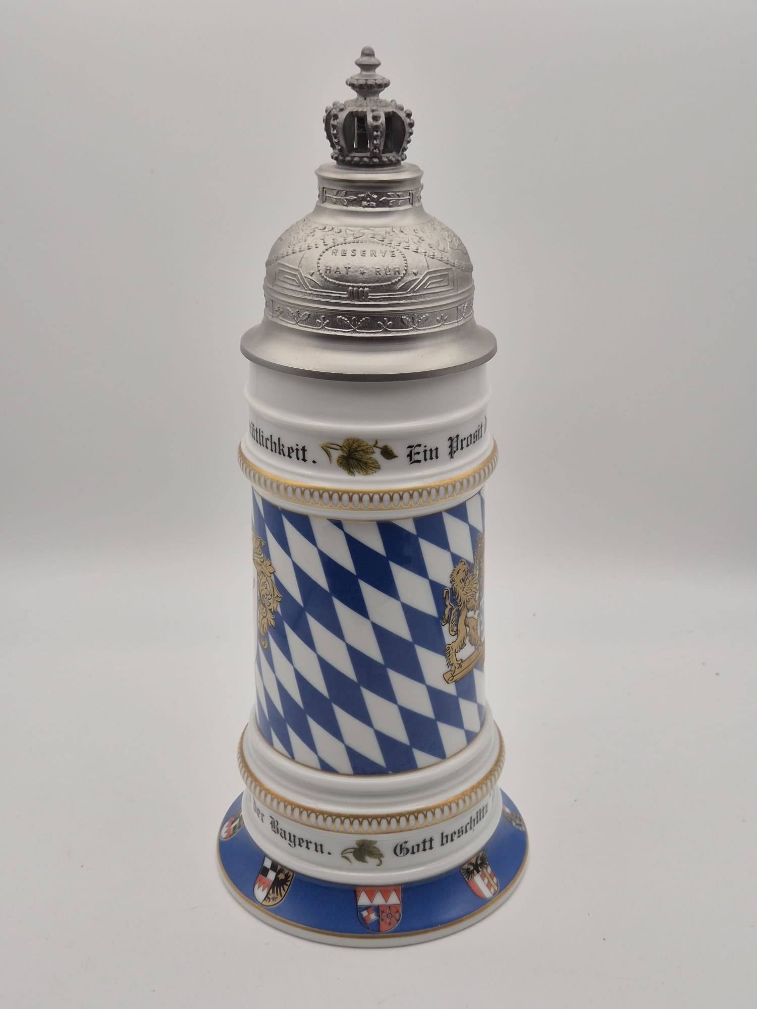 Kaiser Germany Bierkrug mit Zinndeckel und Lithophanie – München