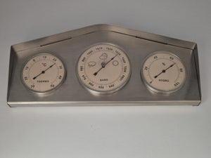 Außen-Wetterstation aus Edelstahl (Thermometer, Barometer & Hygrometer)