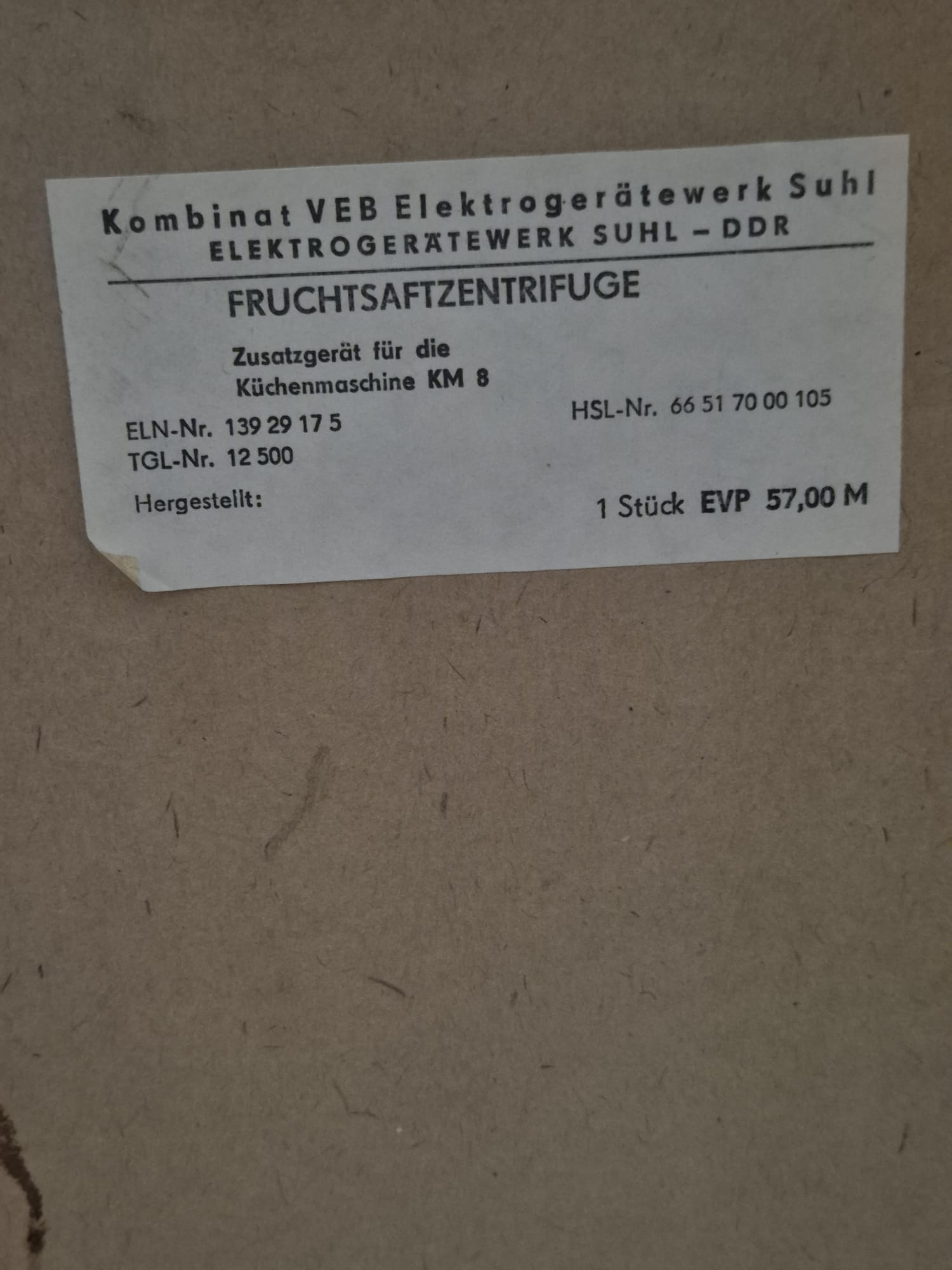 DDR Fruchtsaftzentrifuge KM 8 – AKA Electric – VEB Elektrogerätewerk Suhl – mit OVP