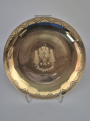 Erzgebirge Messingteller Wandteller Bergmann – ca. 19 cm