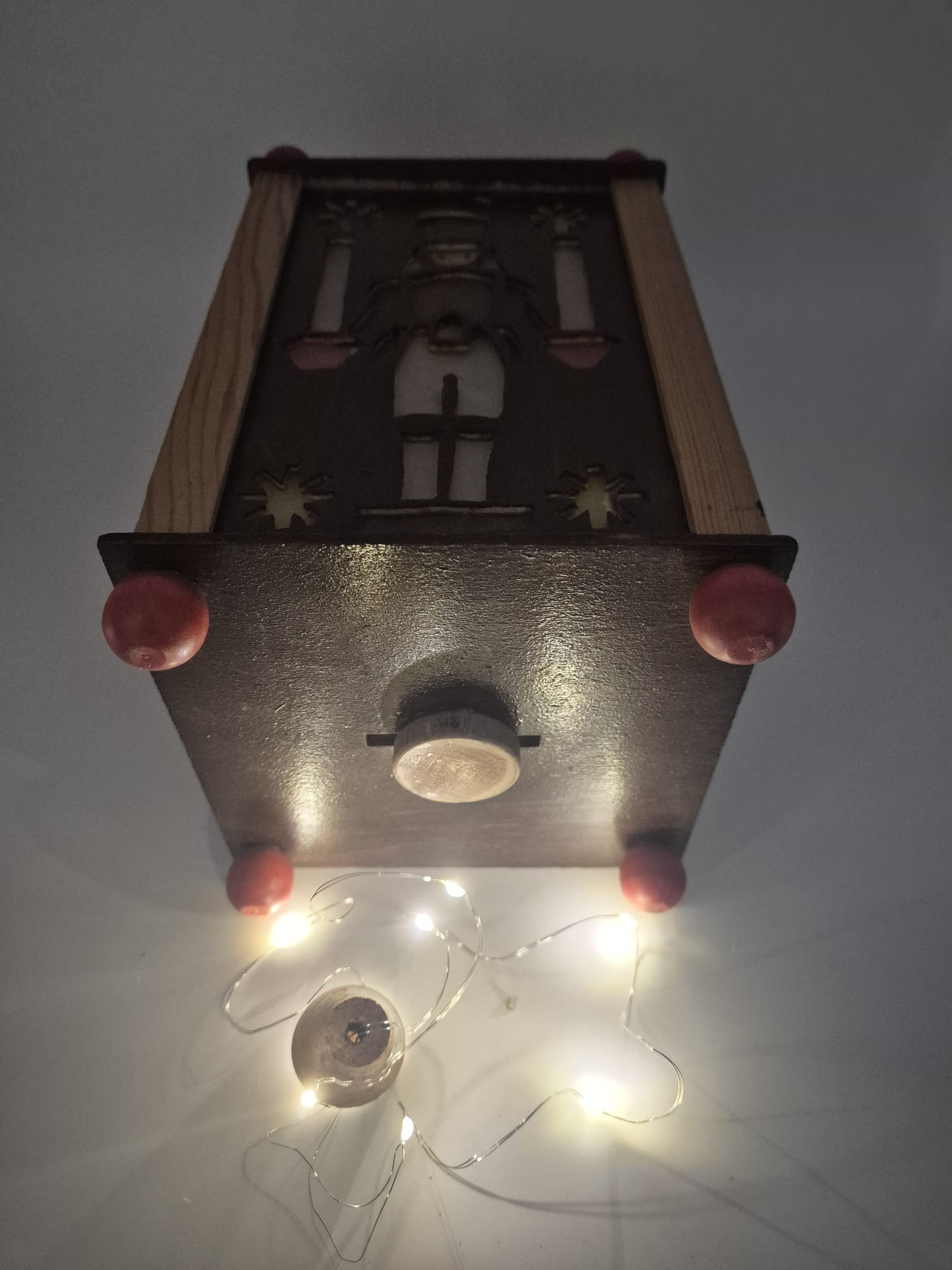 Holz-Windlicht / Laterne mit Bergmann- & Engelmotiven – für Kerze oder LED-Lichterkette