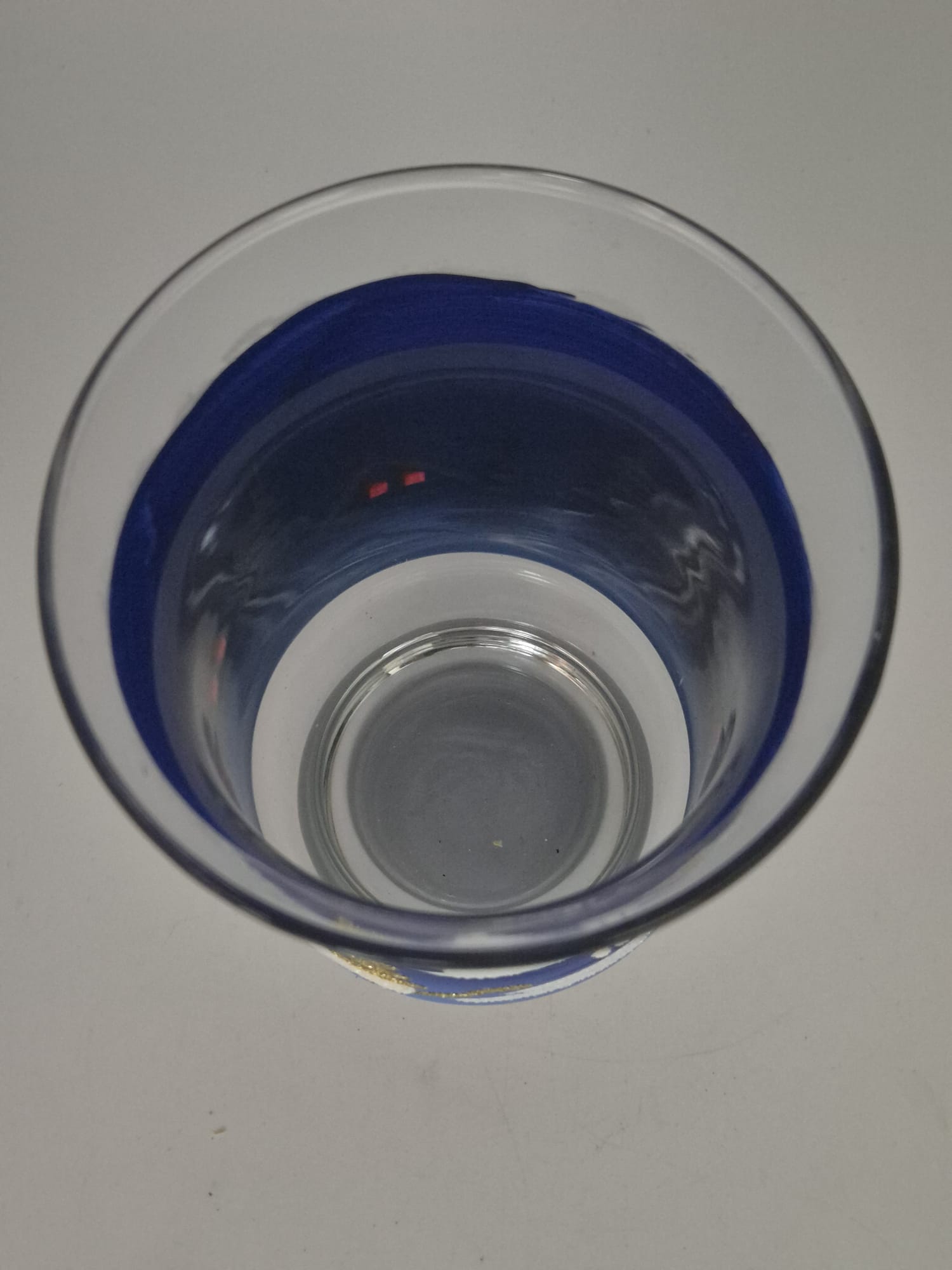 Thüringer Windlicht aus Glas – handbemalt mit Winterlandschaft – ca. 15 cm