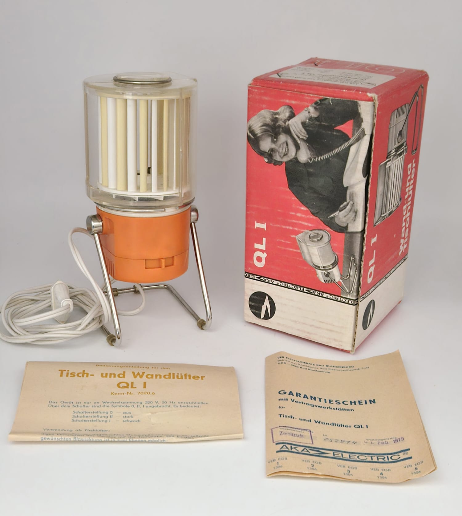 DDR AKA Electric Querstromlüfter QL I – Tisch- und Wandlüfter mit Originalverpackung