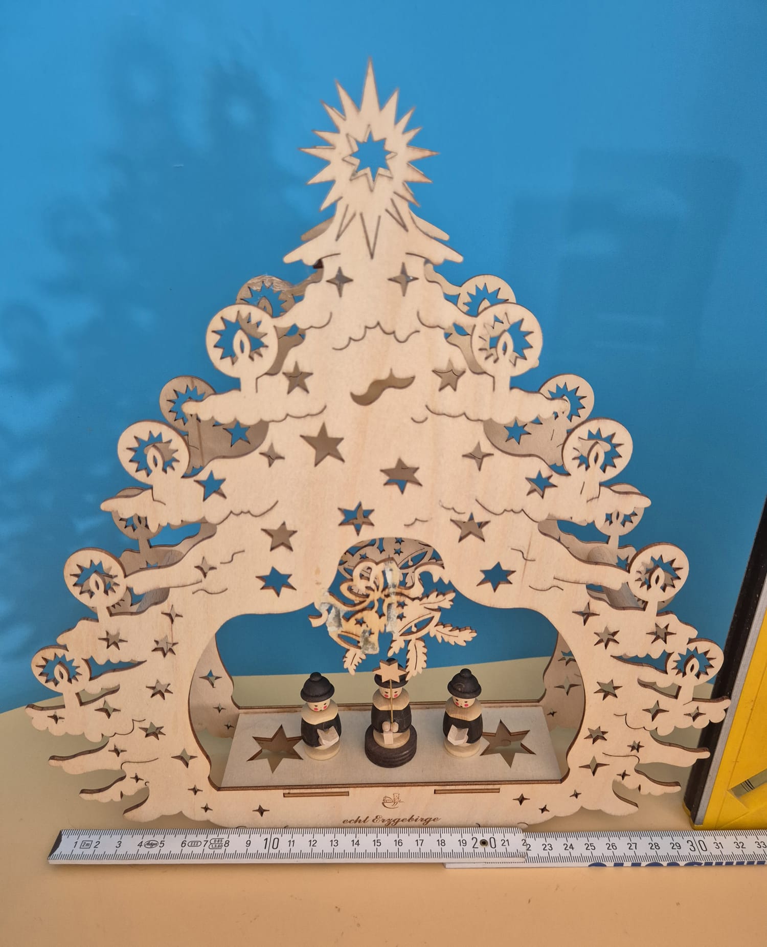 Elektrisches Fensterbild „echt Erzgebirge“ mit Kurrende – Weihnachtsbaum – OVP