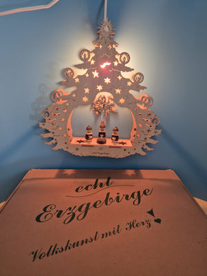 Elektrisches Fensterbild „echt Erzgebirge“ mit Kurrende – Weihnachtsbaum – OVP