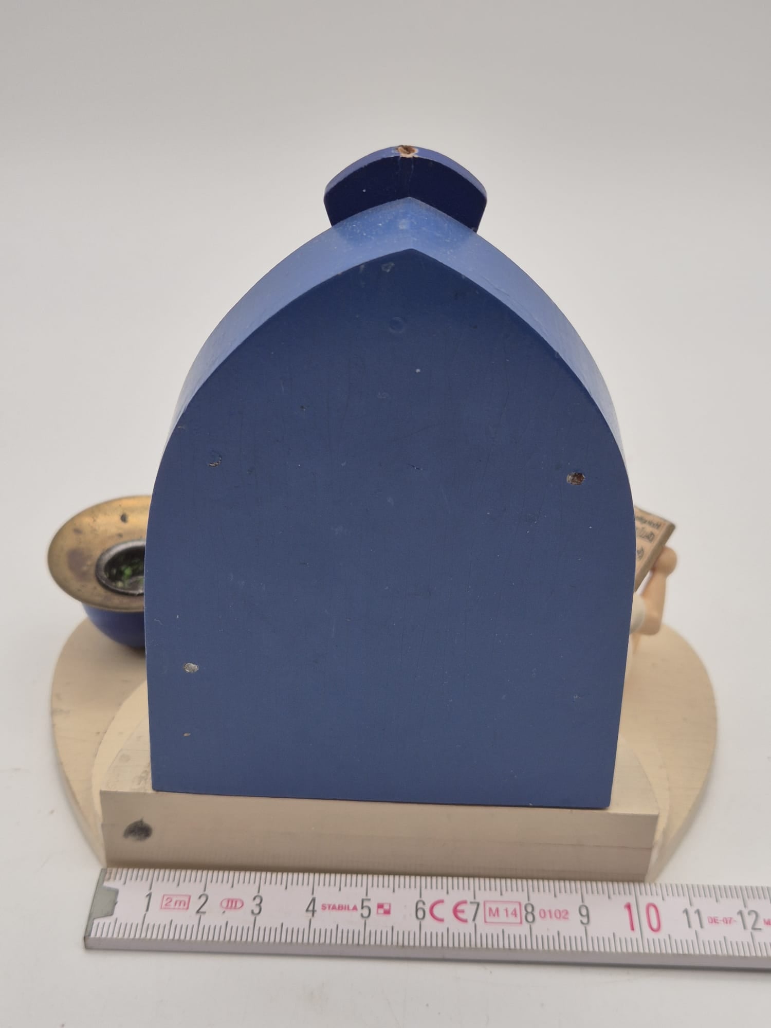 Alter Kerzenhalter Richard Glässer GmbH mit 2 Musikengeln – Holzfigur mit Mandoline & Notenblatt