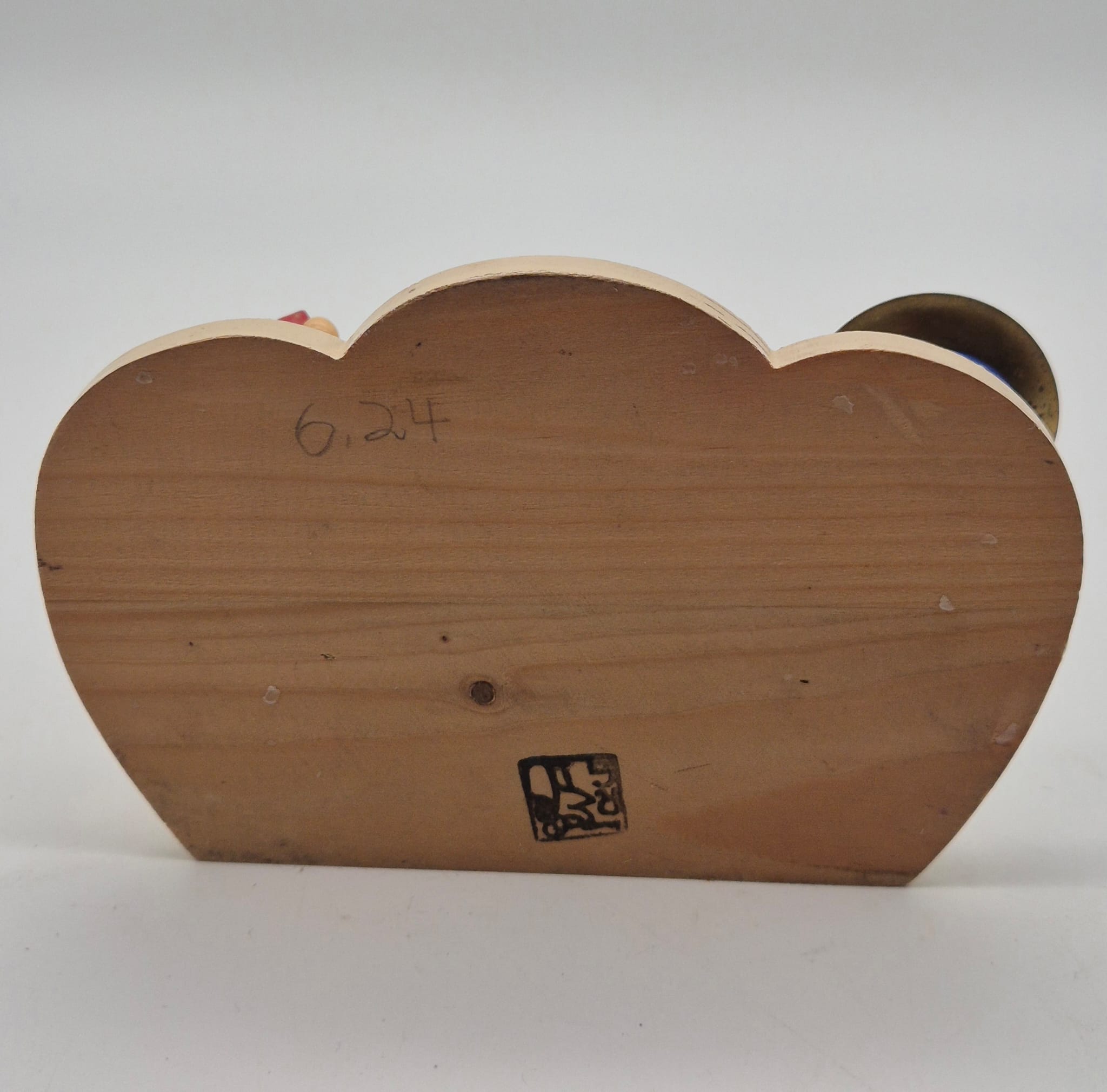 Alter Kerzenhalter Richard Glässer GmbH mit 2 Musikengeln – Holzfigur mit Mandoline & Notenblatt