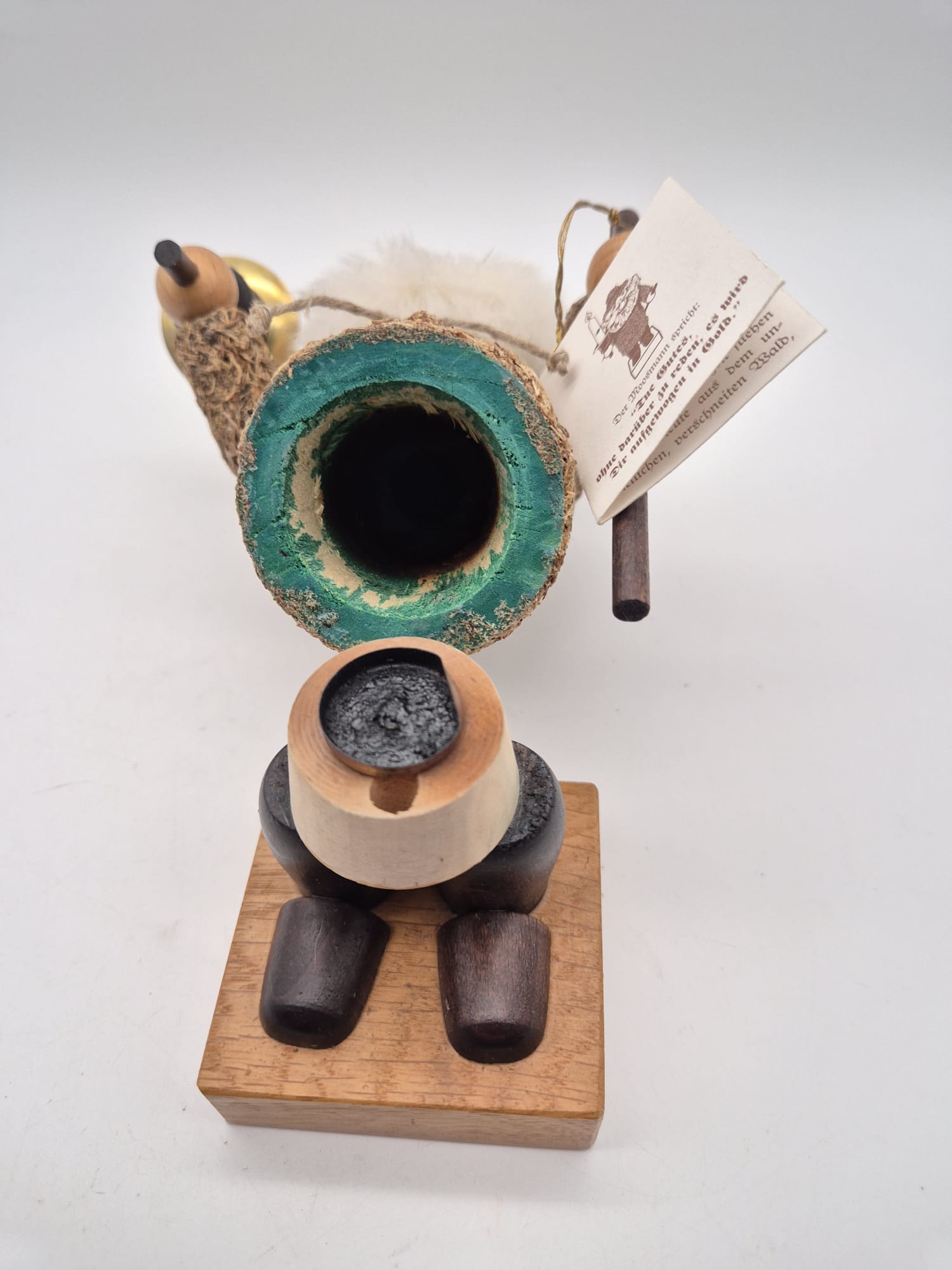 Vogtländischer Moosmann Räuchermann aus Holz mit Kerzenhalter & Originalverpackung – ca. 22 cm