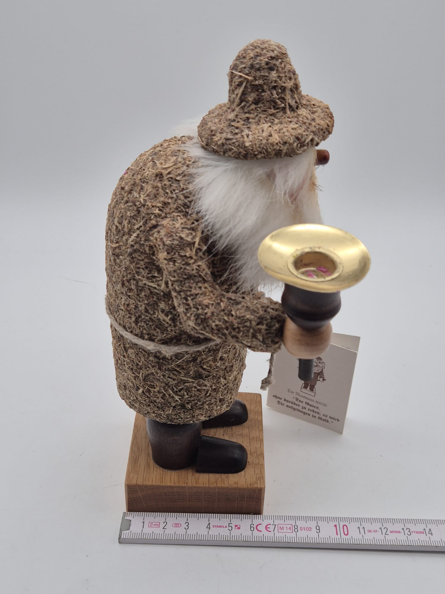 Vogtländischer Moosmann Räuchermann aus Holz mit Kerzenhalter & Originalverpackung – ca. 22 cm