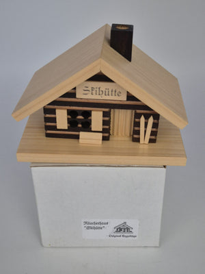 Räucherhaus „Skihütte“ aus Holz – Original Erzgebirge – mit OVP
