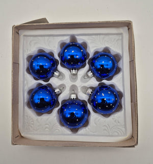 6x mundgeblasene Glaskugeln blau – handbemalter Weihnachtsbaumschmuck