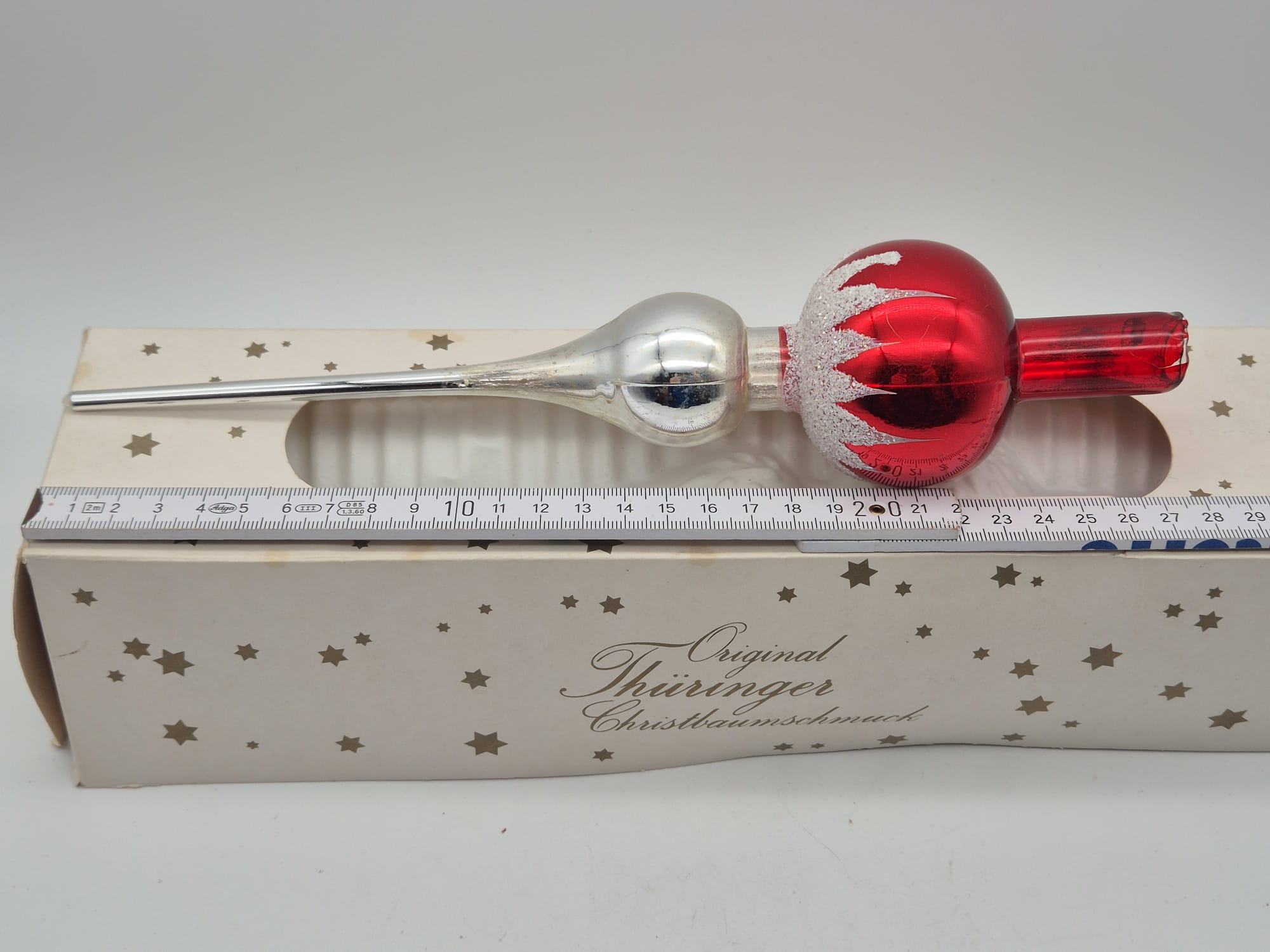 Christbaumspitze aus Glas – Original Thüringer Christbaumschmuck – ca. 28 cm