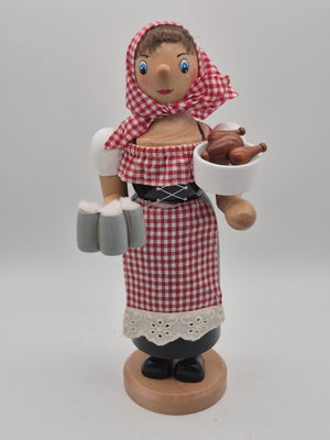 SIGRO Collection Räucherfrau Kellnerin / Bedienung aus Holz ca. 28 cm