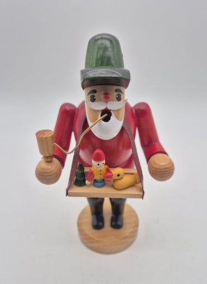 Unbenutztes Räuchermännchen Spielzeughändler mit Bauchladen aus Holz – ca. 16 cm