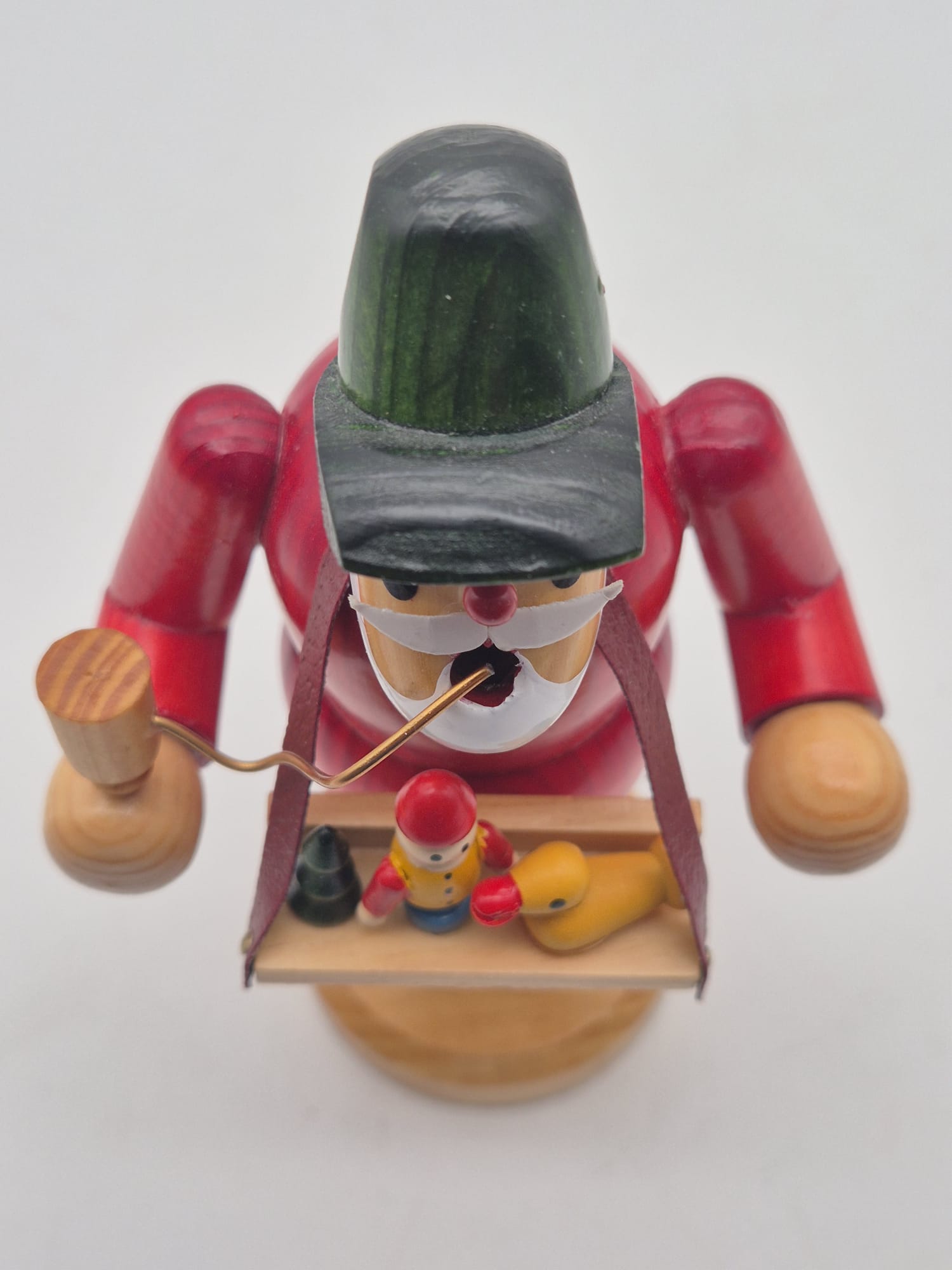 Unbenutztes Räuchermännchen Spielzeughändler mit Bauchladen aus Holz – ca. 16 cm