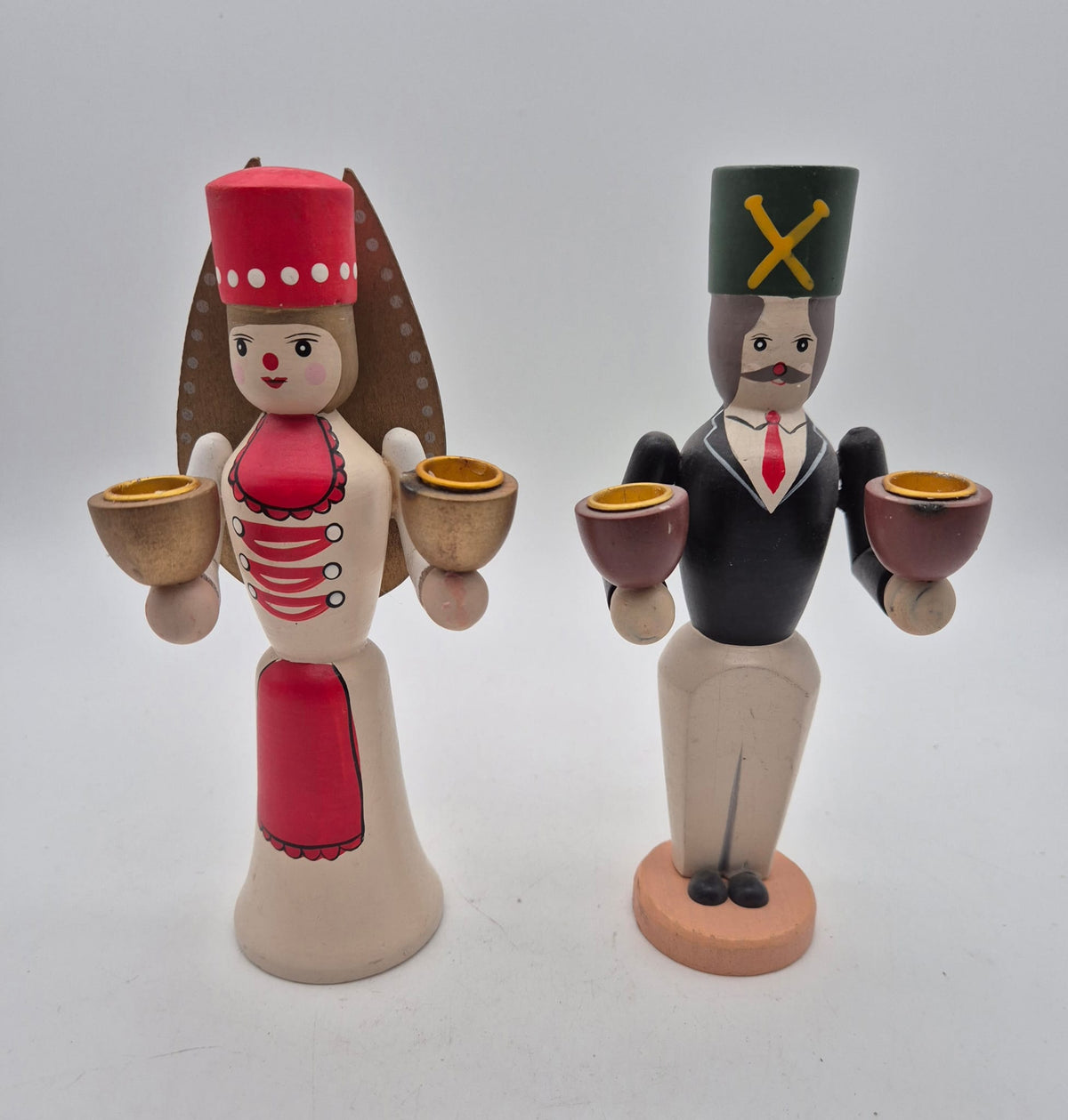 Engel & Bergmann aus dem Erzgebirge – Kerzenhalter – ca. 17 cm