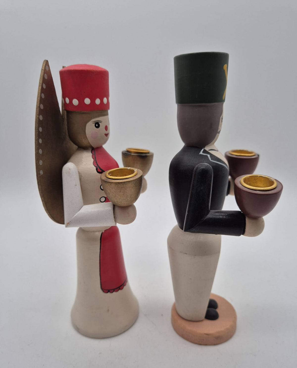Engel & Bergmann aus dem Erzgebirge – Kerzenhalter – ca. 17 cm
