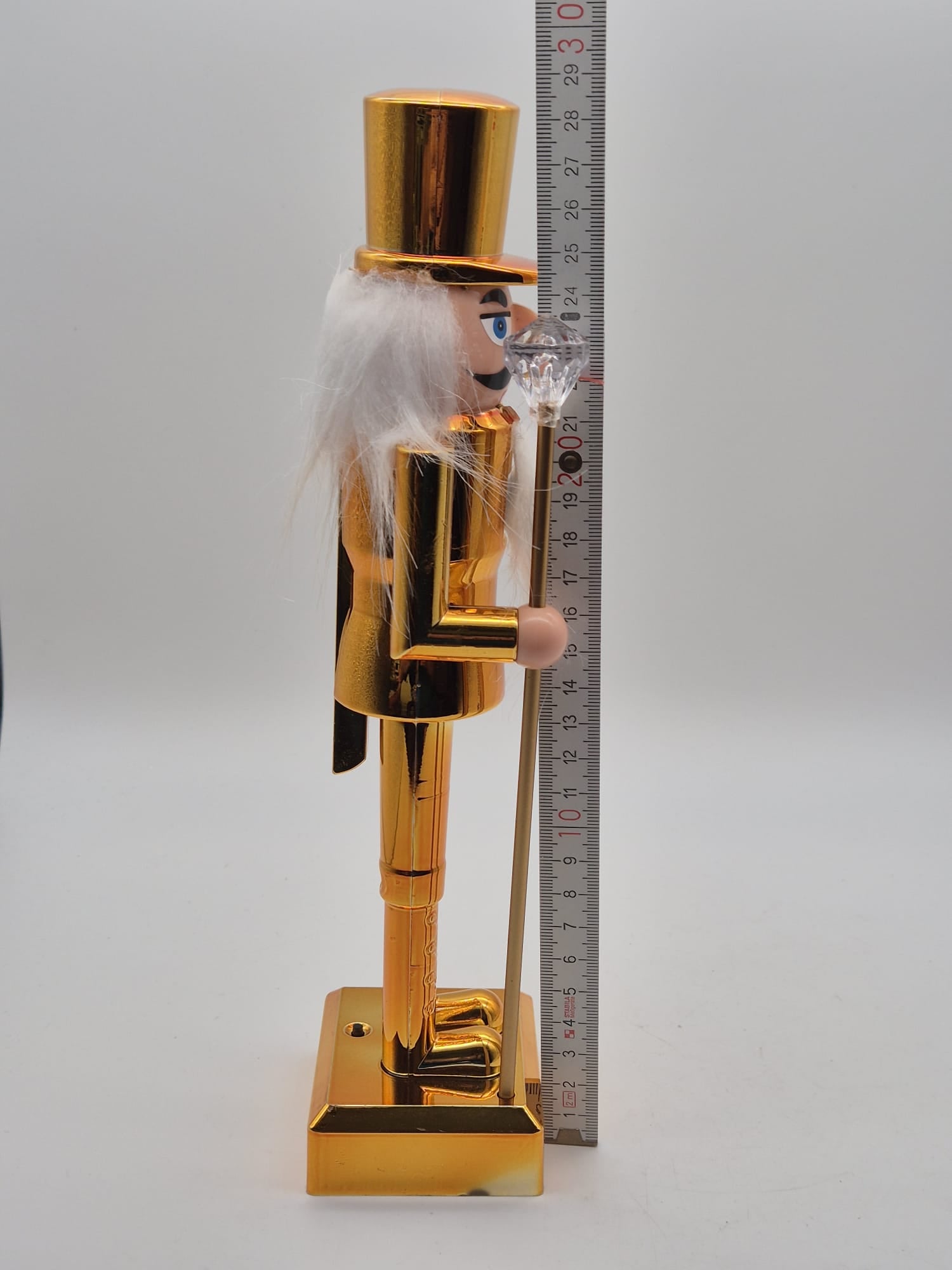 Goldener LED-Nussknacker mit Spieluhr – ca. 29 cm