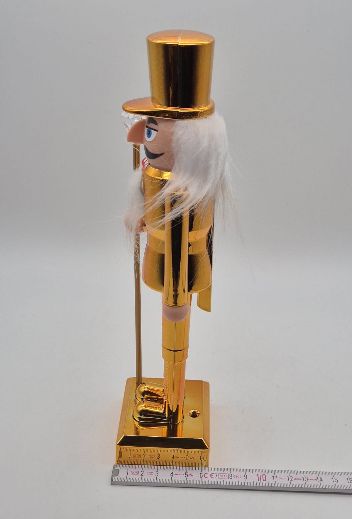 Goldener LED-Nussknacker mit Spieluhr – ca. 29 cm
