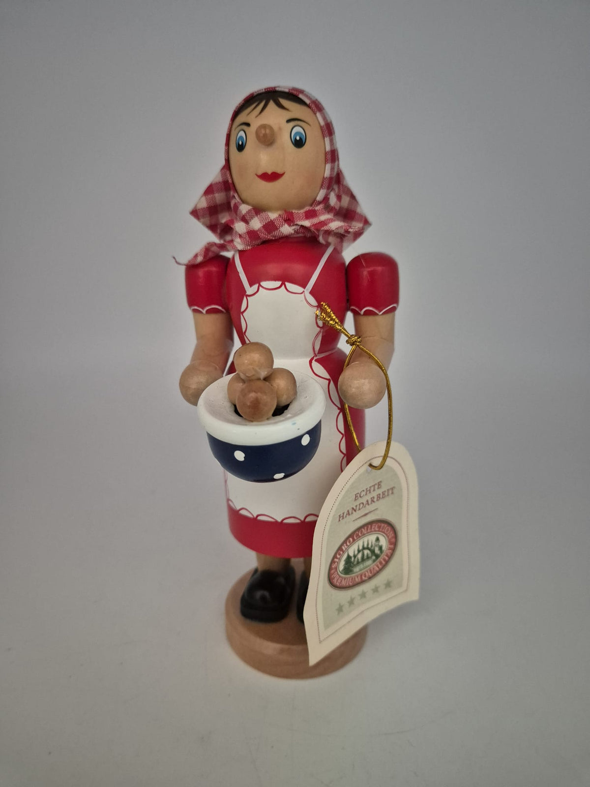 SIGRO Collection Räucherfrau „Kloßfrau“ aus Holz – ca. 18 cm unbenutzt