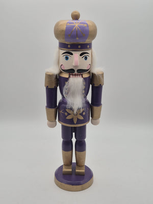 Holz-Nussknacker in Lila-Gold – handbemalt – ca. 32 cm