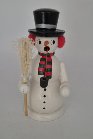 Räuchermann Schneemann mit Zylinder, Besen & Pfeife – Holz – ca. 16,5 cm