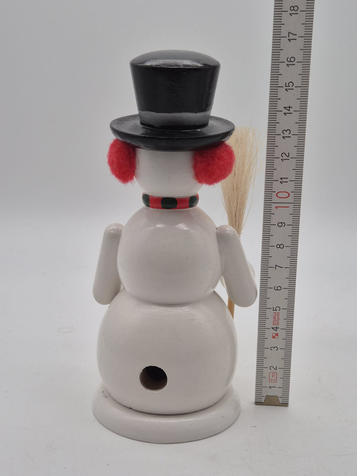 Räuchermann Schneemann mit Zylinder, Besen & Pfeife – Holz – ca. 16,5 cm