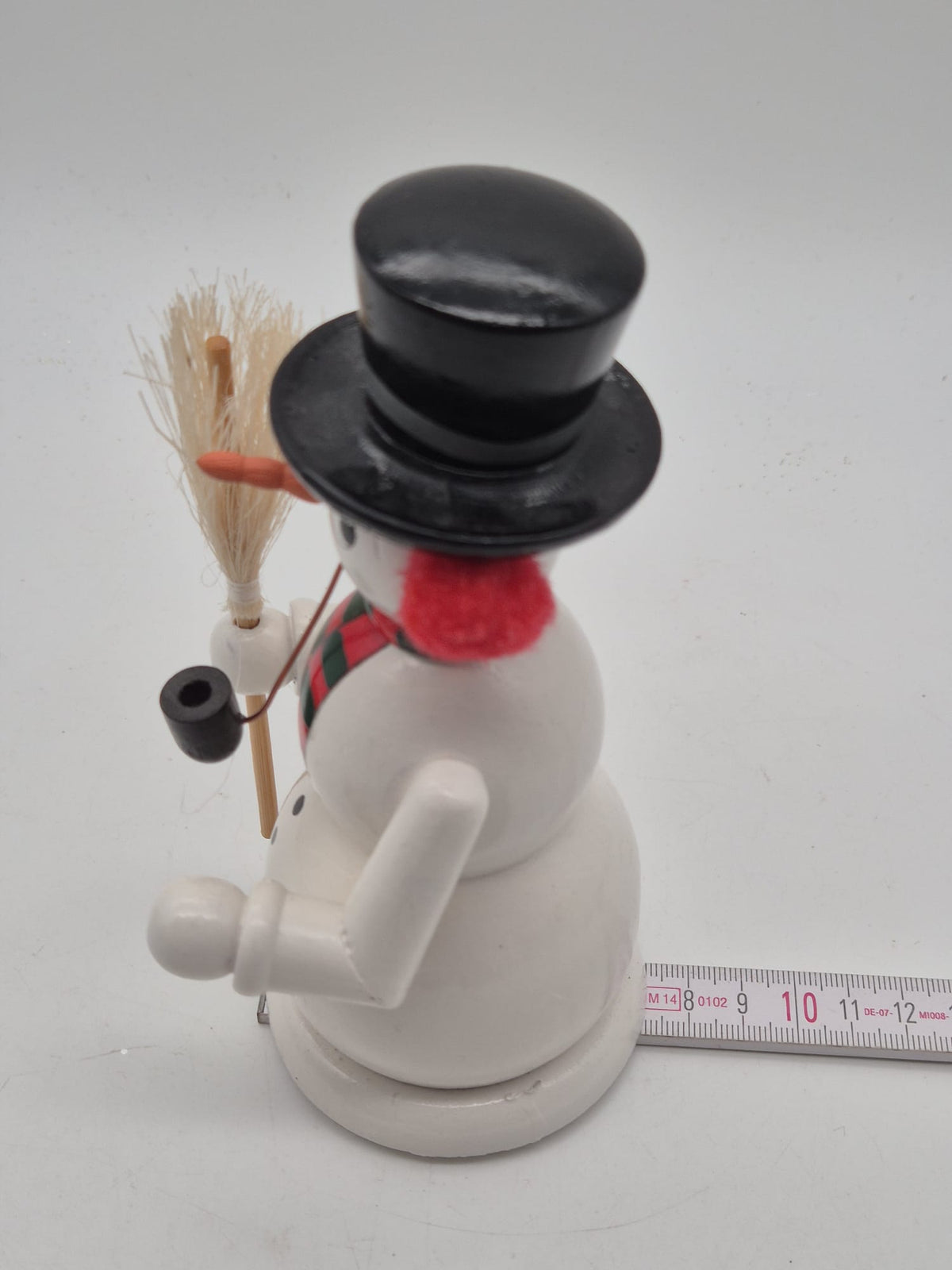 Räuchermann Schneemann mit Zylinder, Besen & Pfeife – Holz – ca. 16,5 cm