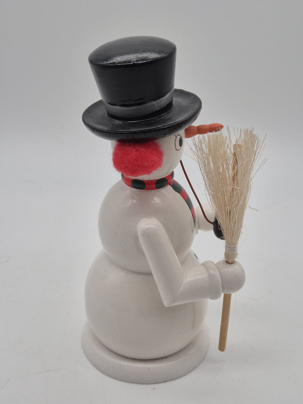 Räuchermann Schneemann mit Zylinder, Besen & Pfeife – Holz – ca. 16,5 cm