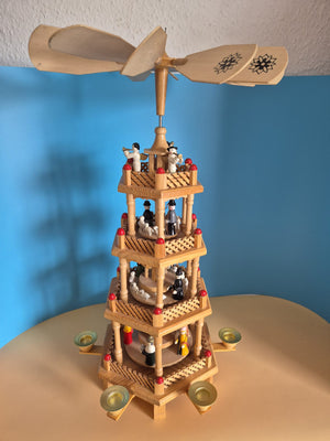 Große 4-stöckige Weihnachtspyramide aus Holz – ca. 51 cm – mit Originalverpackung