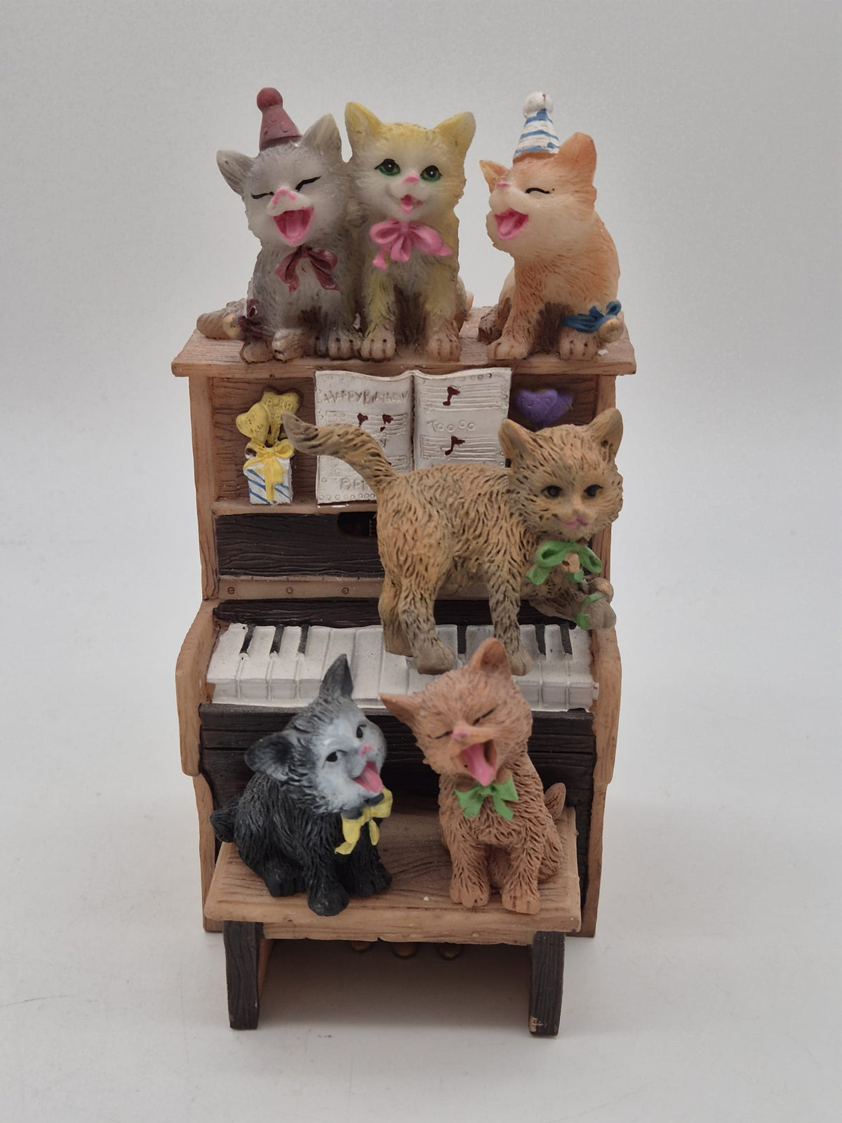 Spieluhr „Katzen am Klavier“ – Kunststoffmasse – ca. 15 cm