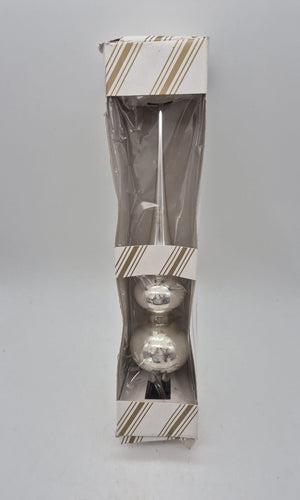 Alte Christbaumspitze aus Glas – Silber – ca. 28 cm – Originalverpackung