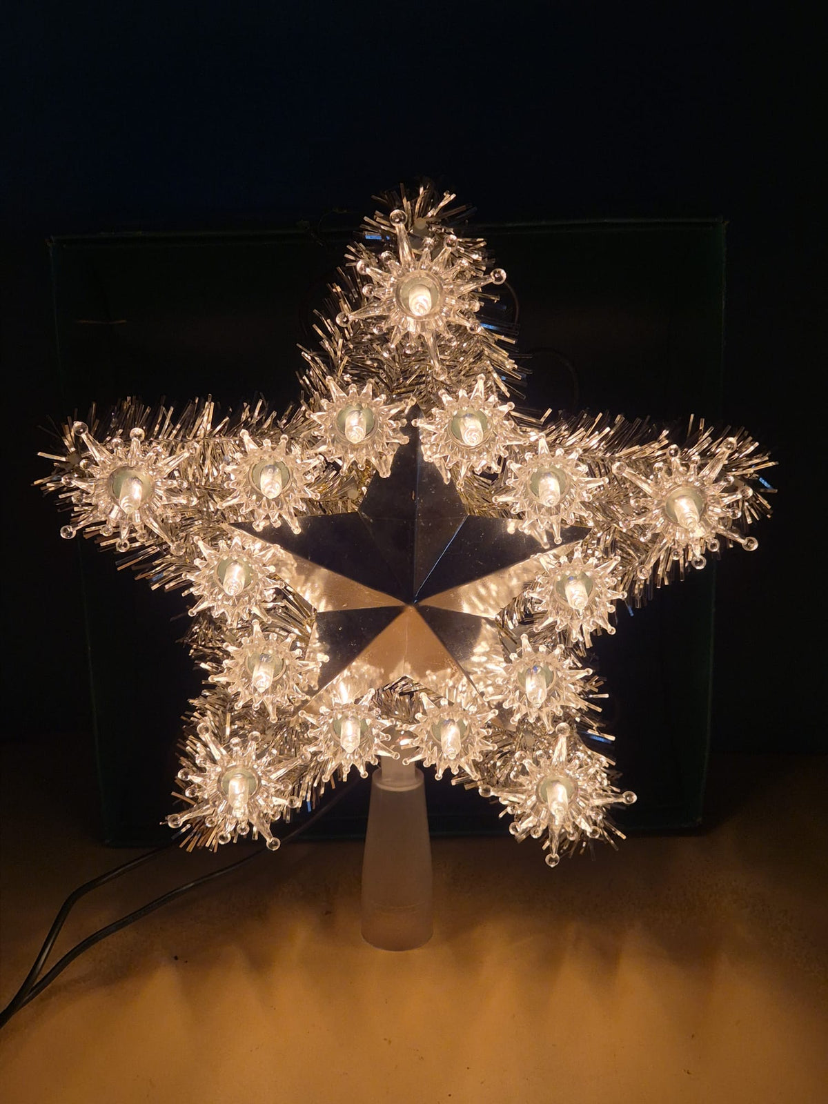 ASTOR Weihnachtsstern mit 15 Lichtern – Vintage Baumspitze – ca. 24 cm