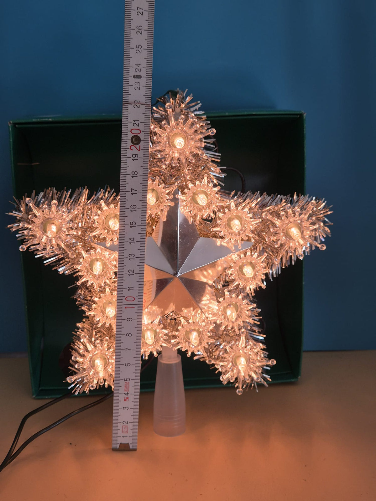 ASTOR Weihnachtsstern mit 15 Lichtern – Vintage Baumspitze – ca. 24 cm
